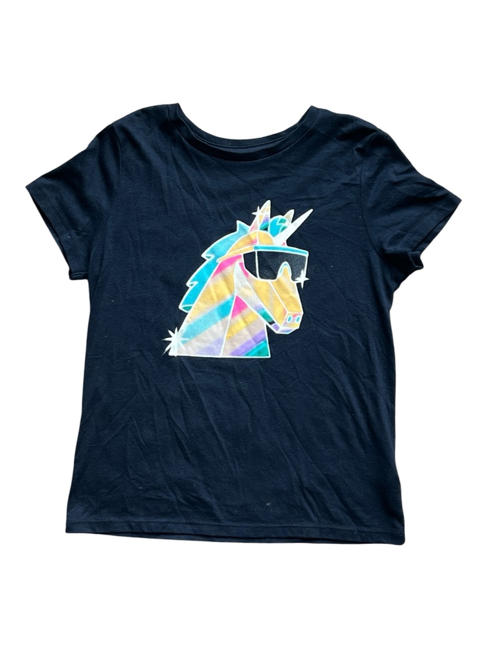 Old Navy Girls’ Navy Blue Unicorn Graphic Tee Size 8